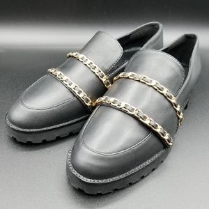 Karl Lagerfeld Paris Slip On Leather Women's Loafers Size:7.5 Black Casual Shoe